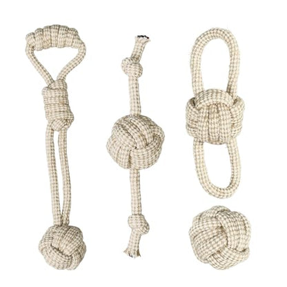 Pet Rope Toys (Small Grayish-White Rope 4pcs) - size: Small Grayish-white rope 4pcs