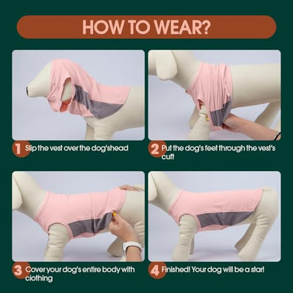 Kuoser Cooling Dog Shirt, Sun Protection Puppy T-Shirts Breathable Pet Summer Vest, Quick Dry Dog Summer Clothes for Large Dogs Boy Girl Pink XXXL - color: Pink, size: XXXL