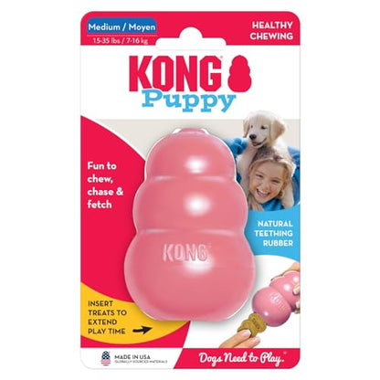KONG - Puppy Toy Natural Teething Rubber - Fun to Chew, Chase and Fetch - for Medium Puppies - Pink - color: Pink, size: Medium (Pack of 1)