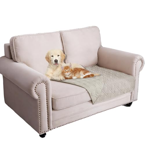 Ameritex Waterproof Dog Bed Cover Pet Blanket for Furniture Bed Couch Sofa Reversible - color: Khaki+khaki, size: 30x53 Inch (Pack of 1)