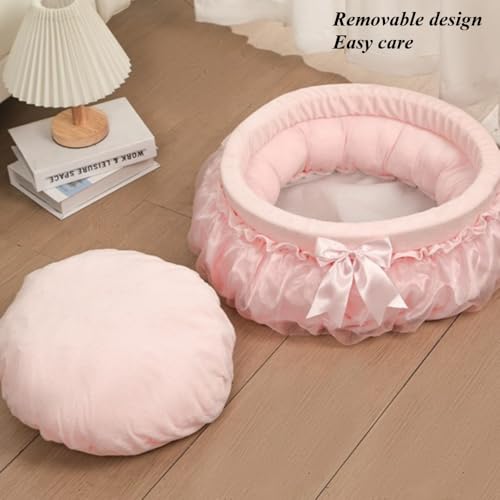 Soft Plush Princess Pet Bed with Bow-Tie & Lace - Round Cushion Sofa for Small Dogs, Kittens & Puppies(Green,21.65''X5.51''X21.65'') - color: Green, size: 21.65''X5.51''X21.65''