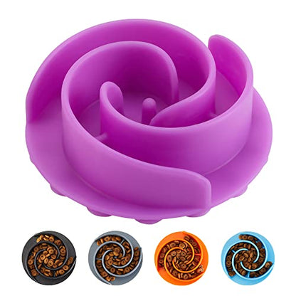 Slow Feeder Dog Bowls Insert, Animire Soft Silicone Slow Eating Dog Food Bowl for Small, Medium and Large Dogs, Compatible with Regular and Elevated Bowls - color: Purple, size: S