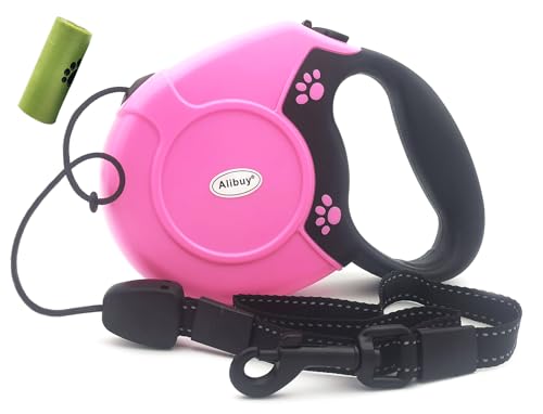 Retractable Dog Leash 26ft,360° Tangle-Free Long Cord Pets Puppy Walking Leashes,Non-Slip Handle for Small Medium Large Dogs,Up to 110 lbs (Pink) - color: Pink