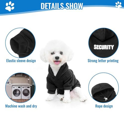 BINGPET Security Dog Hoodies Puppy Sweater Cold Weather Dog Coats Soft Brushed Fleece Pet Clothes Hooded Sweatshirt for Dog Cat - color: #1 Black(Security), size: Medium (All Breed Sizes)
