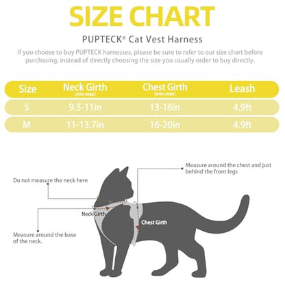PUPTECK Cat Harness and Leash Set Escape Proof Reflective Cat Walking Harness Adjustable Soft Breathable Mesh Vest for Small Pets, Yellow Bee, S - color: Yellow Bee, size: S (NECK 9.5"-11", CHEST 13"-16")