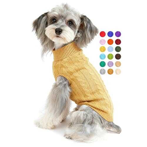 Dog Sweater for Small Medium Large Dogs - Warm Winter Turtleneck Knit Dog Sweaters Soft Pet Cat Clothes Christmas Coat Indoor Outdoor Use for Puppy Kitten Male Female Girl Boy Pets - color: Khaki Apricot, size: XX-Small