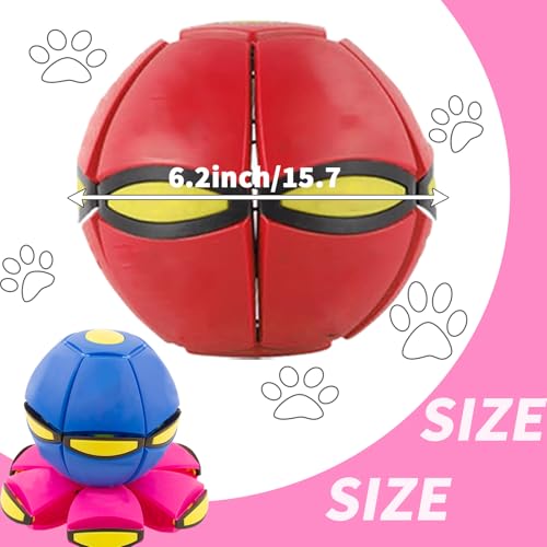 Dog Flying Disc Toy, Flying Saucer Ball for Dogs, Outdoor Games Red+Pink 2PCS - color: Red+Pink