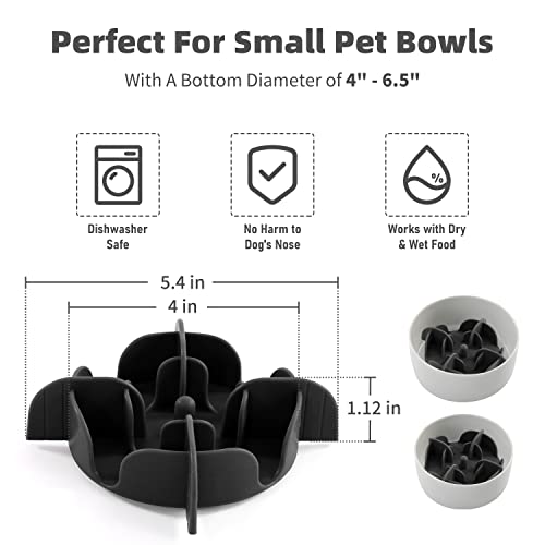 Jaoul Slow Feeder Dog Bowls Insert, 5.4 Inch Cuttable Slow Feeder Insert with 17 Octopus Suction Cups for Small Size Dog Food Bowl (Small, Black) - color: Black, size: Cuttable(Small)