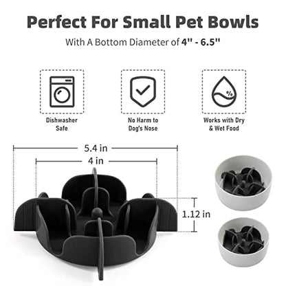 Jaoul Slow Feeder Dog Bowls Insert, 5.4 Inch Cuttable Slow Feeder Insert with 17 Octopus Suction Cups for Small Size Dog Food Bowl (Small, Black) - color: Black, size: Cuttable(Small)
