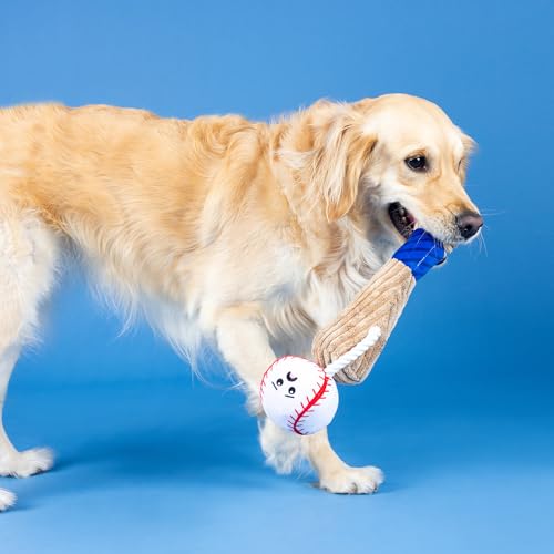 Fringe Studio Plush Dog Toy with Rope, Batter UP, Pet Shop Collection (314243) - color: Batter Up