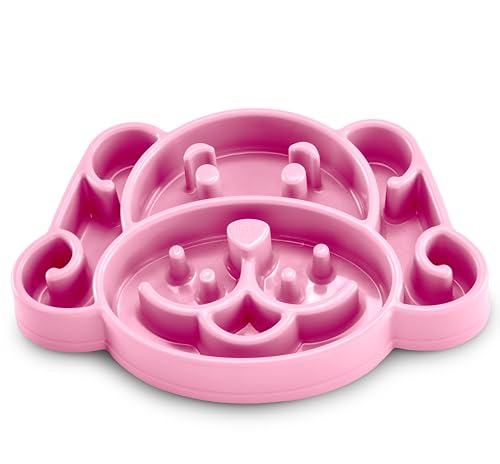Slow Feeder Dog Bowl, 3 Cups, Anti-Choking & Anti-Gulping, Reduces Bloat, Non-Slip, Durable Slow Eating Bowl for Small to Medium Dogs, Healthy Pet Feeding Dish (Pink)