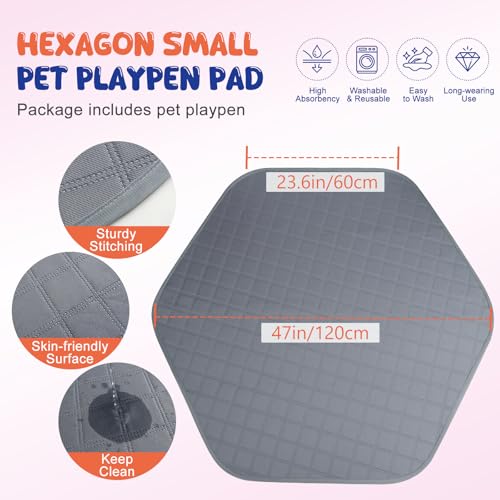 Pawaboo Small Animals Playpen with Pad, Waterproof Small Pet Cage Tent with Reusable Pad, Portable Outdoor Yard Fence for Chick/Kitten/Puppy/Guinea Pig/Rabbits/Chinchillas, Pink + Gray - color: Pink + Gray