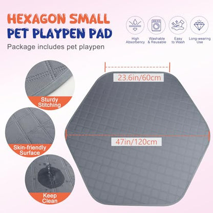 Pawaboo Small Animals Playpen with Pad, Waterproof Small Pet Cage Tent with Reusable Pad, Portable Outdoor Yard Fence for Chick/Kitten/Puppy/Guinea Pig/Rabbits/Chinchillas, Pink + Gray - color: Pink + Gray