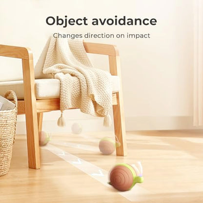 Cheerble Interactive Cat Toy for Indoor Cats, Wicked Snail Kitten Toys, Automatic Cat Toys with LED Lights, Rechargeable Moving Toys for Cats, Smart Stimulating Electric Pet Toy (Brown) - color: Brown