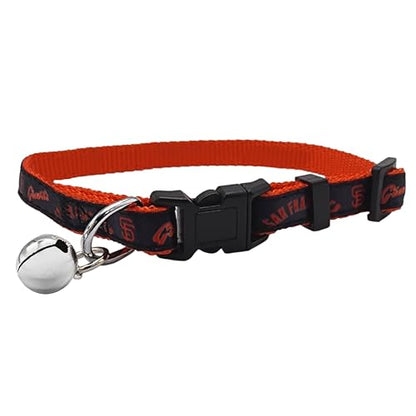 MLB CAT Collar San Francisco Giants Satin Cat Collar Baseball Team Collar for Dogs & Cats. A Shiny & Colorful Cat Collar with Ringing Bell Pendant - color: San Francisco Giants