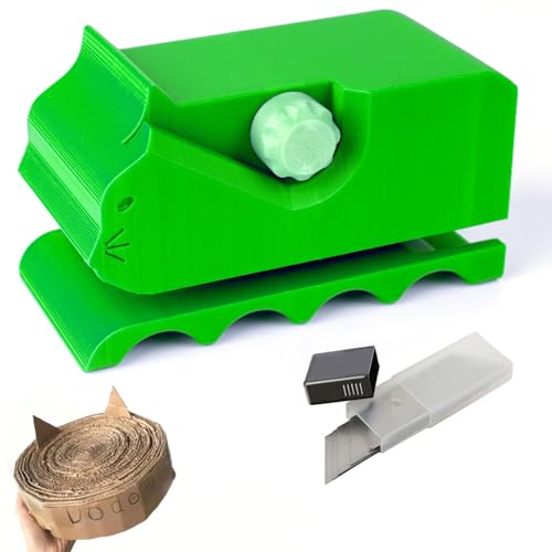 Cardboard Cutter for Cat Scratchers with 10pcs Blade,3D Printed Card Board Cutter Kids DIY Cat Scratchers Cardboard Strip Tool Machine for Cat Lovers (Green) - color: Green