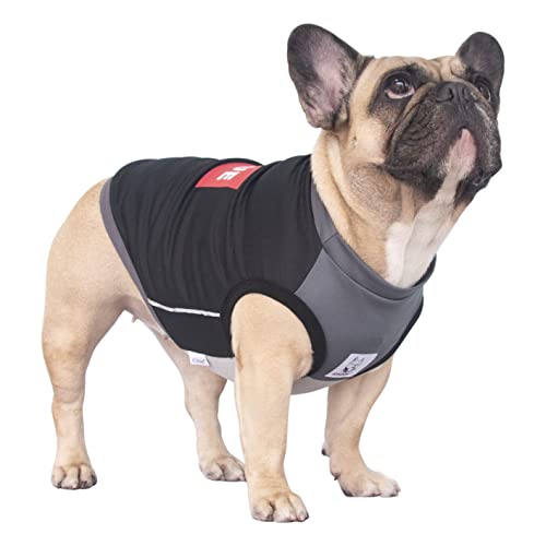 iChoue French Bulldog Summer Cooling Shirt for Dogs UV Sun Protection Vest Sleeveless Stretchy Tank Top English Pug Grey Black - XLarge - color: Cooling Shirts Grey Black, size: X-Large ( 45 - 55 lbs )