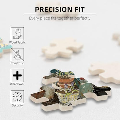 1000 Pieces Jigsaw Puzzles for Adults, A Dirty Hoe is A Happy Hoe Gardening Tools Art Puzzle, Stress Relief Concentration Training Brain Teaser Puzzle 29.5x19.7 Inch - color: Wooden Puzzle1, size: 1000 Piece pcs