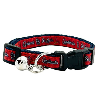 MLB CAT Collar St. Louis Cardinals Satin Cat Collar Baseball Team Collar for Dogs & Cats. A Shiny & Colorful Cat Collar with Ringing Bell Pendant - color: St. Louis Cardinals