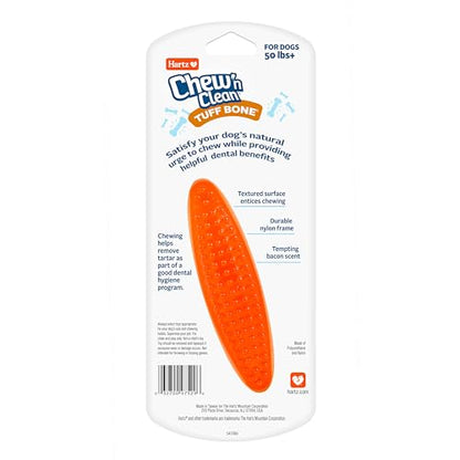 Hartz Chew 'n Clean Tuff Bone Bacon Scented Dental Dog Chew Toy - Large (Pack of 2) - color: green, orange, pink, size: Large (Pack of 2)