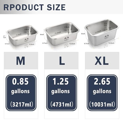 Stainless Steel Dog Bowls for Large Dogs, High Capacity Metal Dog Food Bowls, Food and Water Bowl for Large, X-Large, and Big Dogs 2.65 Gallons - color: Stainless Steel-2.65 gallons
