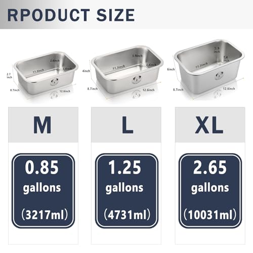 Stainless Steel Dog Bowls for Large Dogs, High Capacity Metal Dog Food Bowls, Food and Water Bowl for Larges, X-Large, and Big Dogs 1.25 Gallons - color: Stainless Steel-1.25 gallons