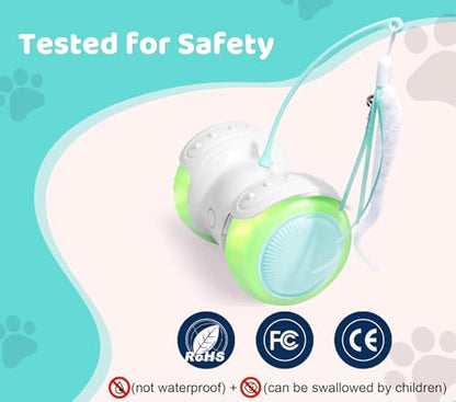 Remote Control Cat Toy with Auto Mode - Interactive Cat Toy Feather for Indoor, Moving Cats Catnip Toys & LED to Keep Bored Cats Active & Entertained