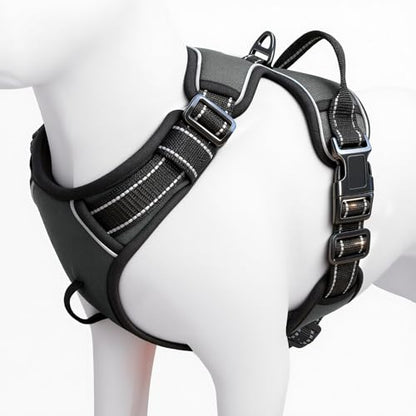 No Pull Dog Harness, No Chock Reflective Adjustable Soft Padded Pet Vest with Easy Control Handle, Easy Wearing with Stylish, Reinforced Knot, 2 Buckles - color: Pearl Platinum, size: X-Small