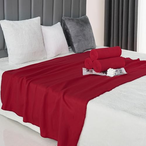 ZYFZCYBL Fleece Throw Blanket Blankets Bulk 6 Pack Soft Lightweight for Cozy Polar Fleece 50 x 60 Solid Pet-Friendly Colorful Bed Sofa Couch Fleece Fabric Travel Wedding Gift（Wine Red） - color: Wine Red