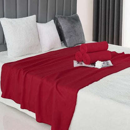 ZYFZCYBL Fleece Throw Blanket Blankets Bulk 6 Pack Soft Lightweight for Cozy Polar Fleece 50 x 60 Solid Pet-Friendly Colorful Bed Sofa Couch Fleece Fabric Travel Wedding Gift（Wine Red） - color: Wine Red