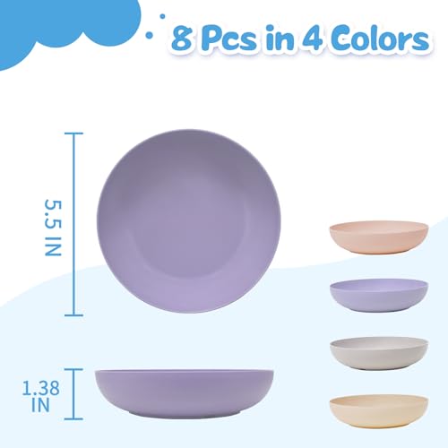 [8 Pack] Cat Dishes Whisker Friendly, Shallow Wide Cat Food and Water Bowl, Durable Wheat Straw Cat Bowls for Indoor Cats - color: light color
