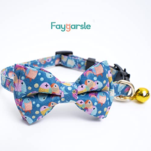 Faygarsle 2 Pack Cotton Designer Breakaway Cats Collar with Bow Tie and Bell Marine Theme Cat Collars for Girl Female Boy Male Cat Collar with Bell Fish Collars for Cats Collar Shell Pattern - color: Fish&Shell