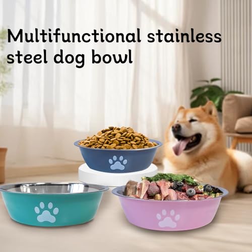 kathson 2 Pack Stainless Steel Dog Bowls,6" Spill Proof Metal Dog Food Bowls,Nonslip Rubber Bottom Pet Food and Water Bowl Set,Puppy Dishes Feeder for Medium Small Dogs,Pink - color: Pink, size: 2.5cups