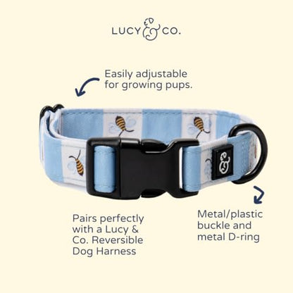 Lucy & Co. Bumbling Around Dog Collar, Adjustable Durable Dog Collar with Cute Print, Small - color: Bumbling Around, size: Small