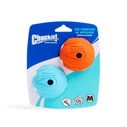 Chuckit! The Whistler Ball Dog Toy, Medium (2.5 Inch Diameter) for Dogs 20-60 lbs, Pack of 2, Multicolor - size: 2 Count (Pack of 1), style: Pack of 2