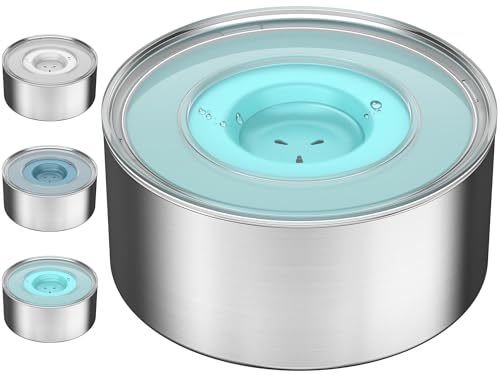 1Gallon Slobber Stopper Water Bowl for Dogs, US Patented Splash-Proof Paws Lid, 18/8 Stainless Steel, Anti-Slip Base, No Spill for Messy Large Medium Dogs, Ear Protection for Floppy-Eared Breeds - color: Sky Blue