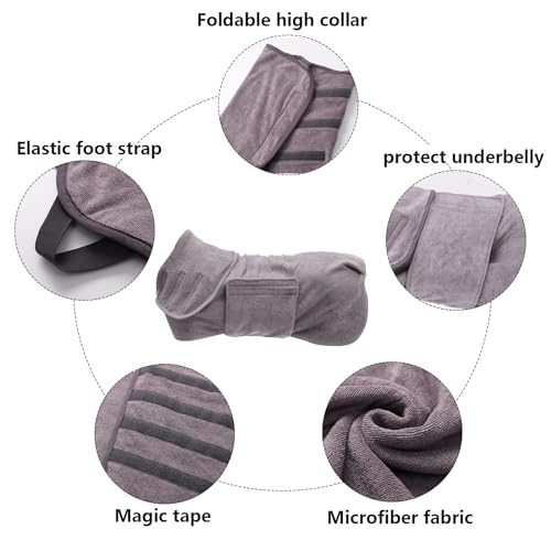 Geyecete Dog Drying Coat - Fast Drying Dog Bath Robe Towel - Microfibre Super Absorbent, Luxuriously Soft - Gray - S - color: Gray, size: Small