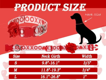Medium Dog Collar Valentines Day, Adjustable Quick Release Dog Collar Set 3/4 inch - color: Valentines's Day, size: M