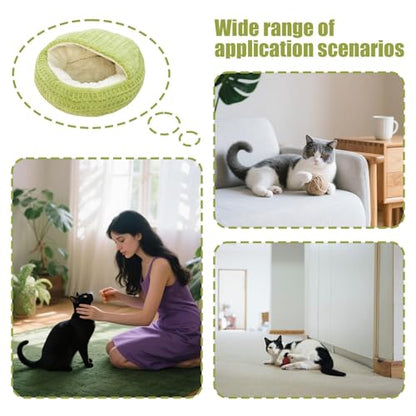 Hooded Calming Cat Cave - Hooded Kitten Bed, Cat Tent for Home Bedroom Balcony, Pet Bed with Thick Padding, Pet Sleeping House, Cave Cushion for Indoor Shelter Living Room Apartment - color: Green