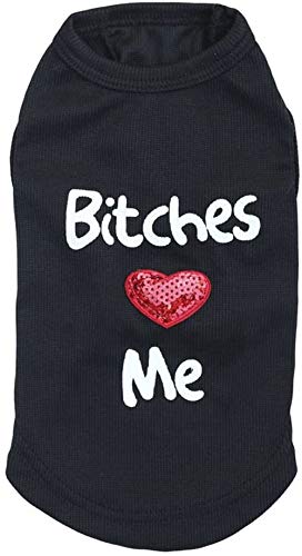Dog Shirt Rdc Pet Clothes Dog T Shirts Love Me Cotton T-Shirt Dog Tank Top Summer Cool Vest for Small Dog Medium Puppy Cat (Black, M) - size: Medium