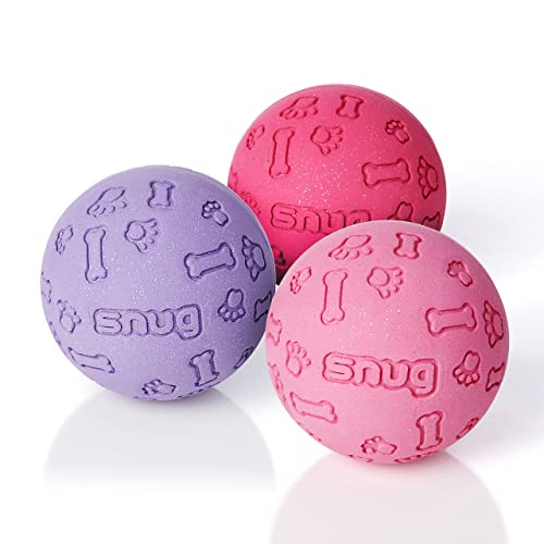 Snug Rubber Dog Balls for Small and Medium Dogs - Tennis Ball Size - Virtually Indestructible (3 Pack - Chic) - color: Chic