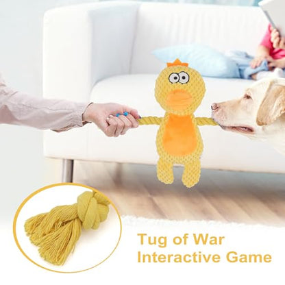 Dog Toys, Dog Squeaker Toys with Crinkle Paper, Stuffed Animal Dog Plush Chewing Toy, Cotton Rope Interactive Toys for Puppy, Small, Middle Dogs (Yellow Duck) - color: Yellow