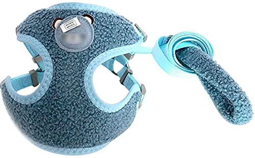 La La Pet® Cute Small Dog Harness with Velvet Leash Mesh Padded Vest Harness for Walking Small Medium Dogs and Cats (Blue, S) - color: Blue, size: S