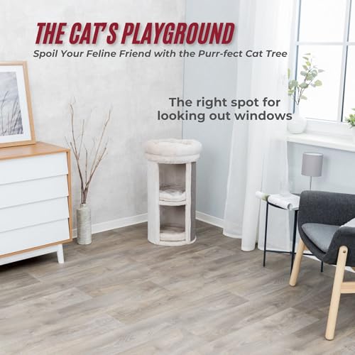 Trixie Mexia 2-Story Cat Condo Tower, Top Platform with Removable Bed, Removable Cushions 15.75 x 15.75 x 29 inches