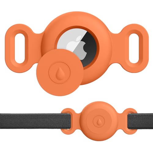 Meliya for AirTag Dog Cat Collar Holder Case, [1 Pack] Waterproof Dog Cat Collar Holder for AirTag 2nd & 1st Gen, Silicone Protective Air tag Holder for Pet Collar (Orange, Small) - color: Orange, size: Small for Cat
