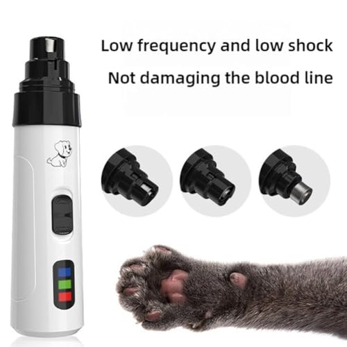 Silent Dog Nail Grinder, Quiet 40dB Electric Pet Nail Trimmer with USB Rechargeable, Interchangeable Grinding Heads for Safe Claw Filing of Small Cats to Large Dogs (Nail Grinder 1 Set)