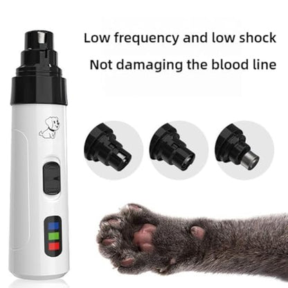 Silent Dog Nail Grinder, Quiet 40dB Electric Pet Nail Trimmer with USB Rechargeable, Interchangeable Grinding Heads for Safe Claw Filing of Small Cats to Large Dogs (Nail Grinder 1 Set)