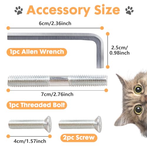 Cat Scratching Post Replacement, 4 Pieces Cat Scratcher Cat Tree Replacement Parts, 15.4'' x 2.67" Dia + 7.87“ x 2.67" DiaNatural Sisal Rope Cat Scratch Posts Include M8 Screws, Grey - color: Grey