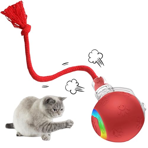 2026 Newly Upgraded Version 3.0 Cat Toys, Cool Intelligent Interactive Cat Ball for Indoor Bored Cats, Automatic Rolling Ball 3.0 Puzzle Toy, Electronic Rolling Pet Chase (Red-1 pcs) - color: 06 - Red-1 pcs