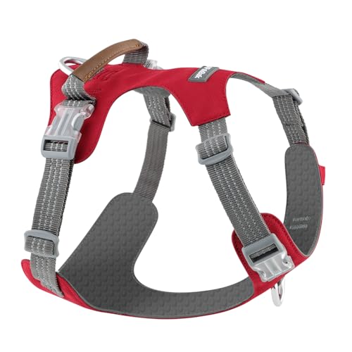 No Pull Dog Harness – Adjustable Reflective Nylon Vest for Small Medium Large Dogs, Escape Proof Training Harness with Leather Control Handle, Lightweight Aluminum Hardware (Red, S) - color: Red, size: S